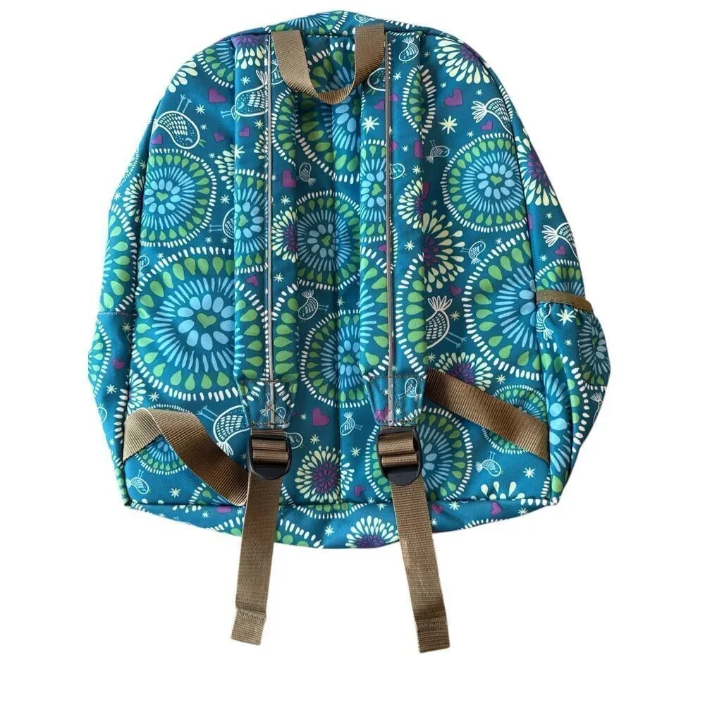 LL Bean Backpack Girls School Blue Birds Lg Padded Back And Straps Has Monogram